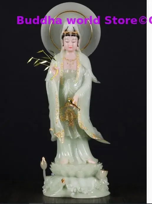 52CM large Buddhism TOP figure jade Goddess Guan yin GOD Avalokitesvara buddha Asia HOME protection Prosperity FENG SHUI statue