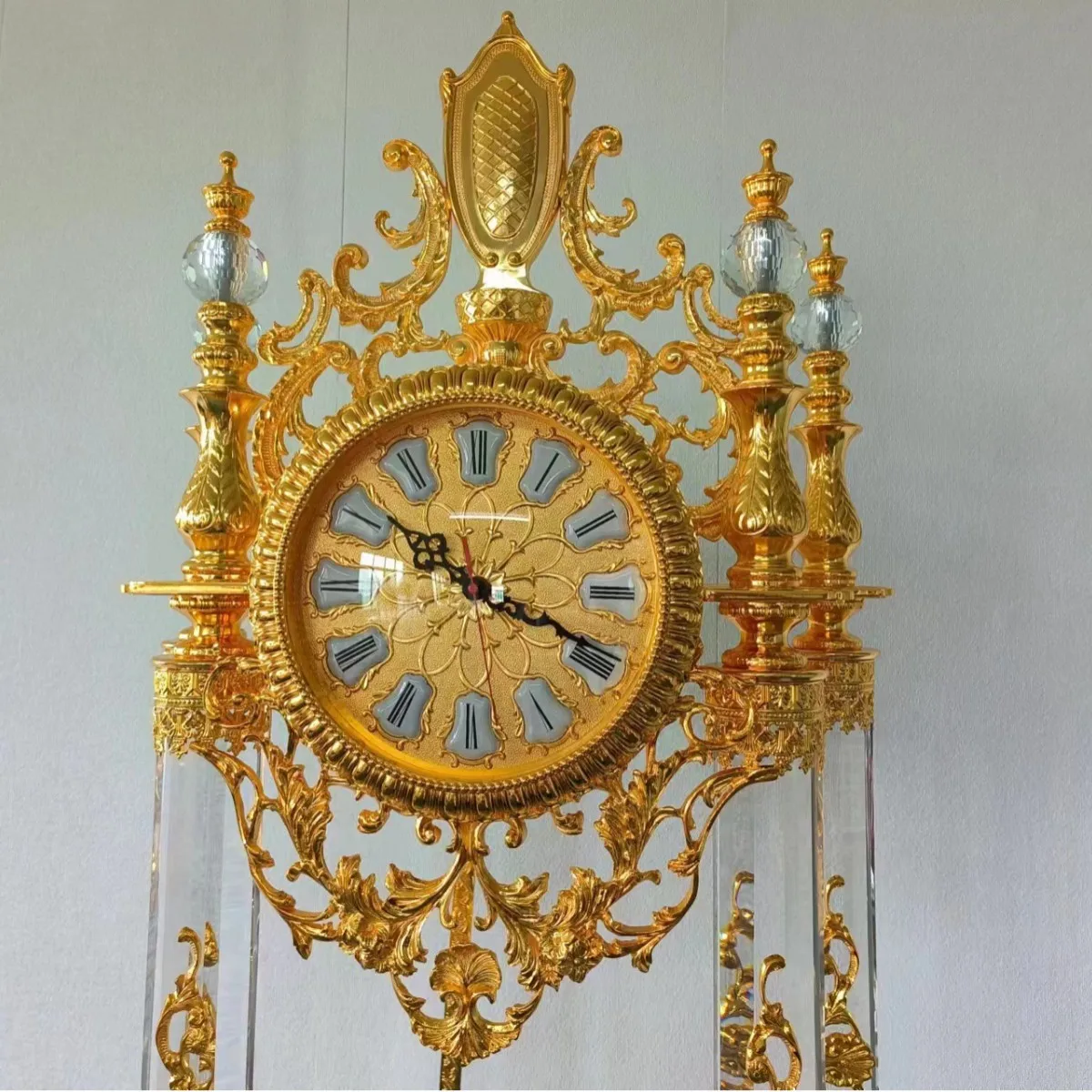 

European style, floor clock, European style, luxury villa, household, floor clock, living room, crystal