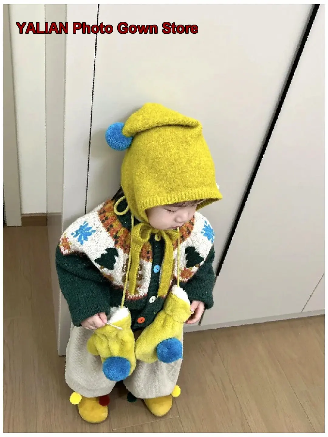 Boys Girls Cardigan Christmas Theme Autumn Winter Single-Breasted Button Front Knit Top Round Neck Kids