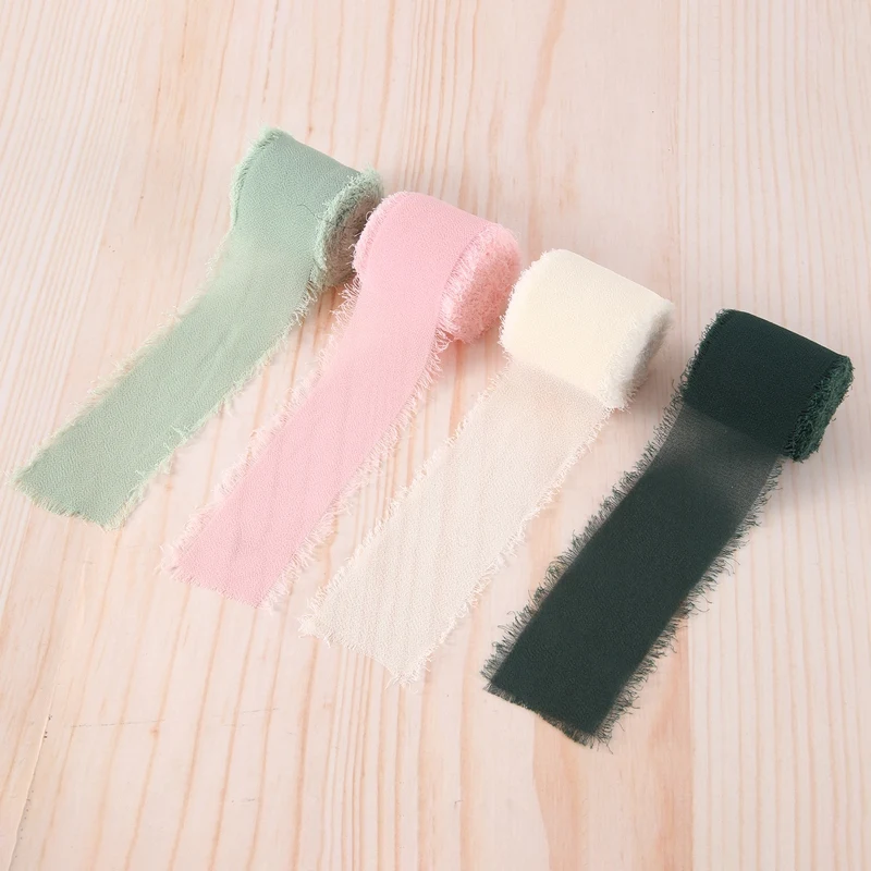 1Set Chiffon Ribbon Gift Ribbon 4Cm X 4.5M Satin Ribbon For Wedding Crafts Gift Decorating
