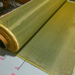 200gsm 1100D żółty Kevlar i tkanina mieszana z włókna węglowego 3K 2x2 Twill tkanina węglowa Kevlar włókno aramidowe 40 