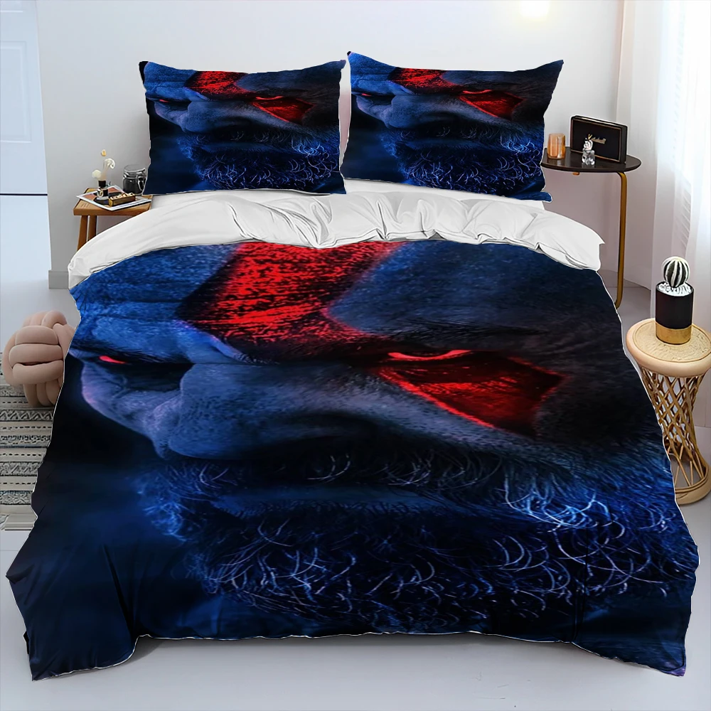 God of War Game Gamers Kratos Comforter Bedding Set,Duvet Cover Bed Set Quilt Cover Pillowcase,king Queen Size Bedding Set Kids