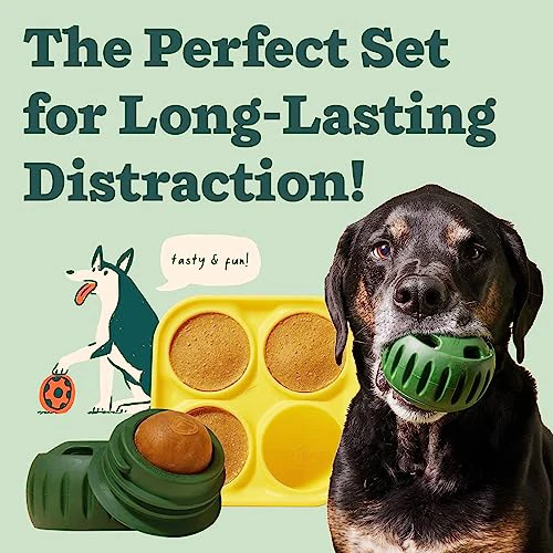 Langlebiges interaktives Hundeballspielzeug & Silikon-Leckerli-Form, Slow-Feeder-Hundespielzeug für mittelgroße und große Hunde (11-34 kg), beschäftigt das Haustier, einfach zu bedienen