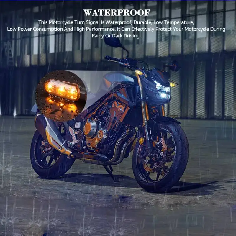 Motorcycle Turn Signal LED Blinker Amber Indicator Waterproof LED Lamp Universal 12V For Honda CBR500R CBR650R CRF250L Rebel 500