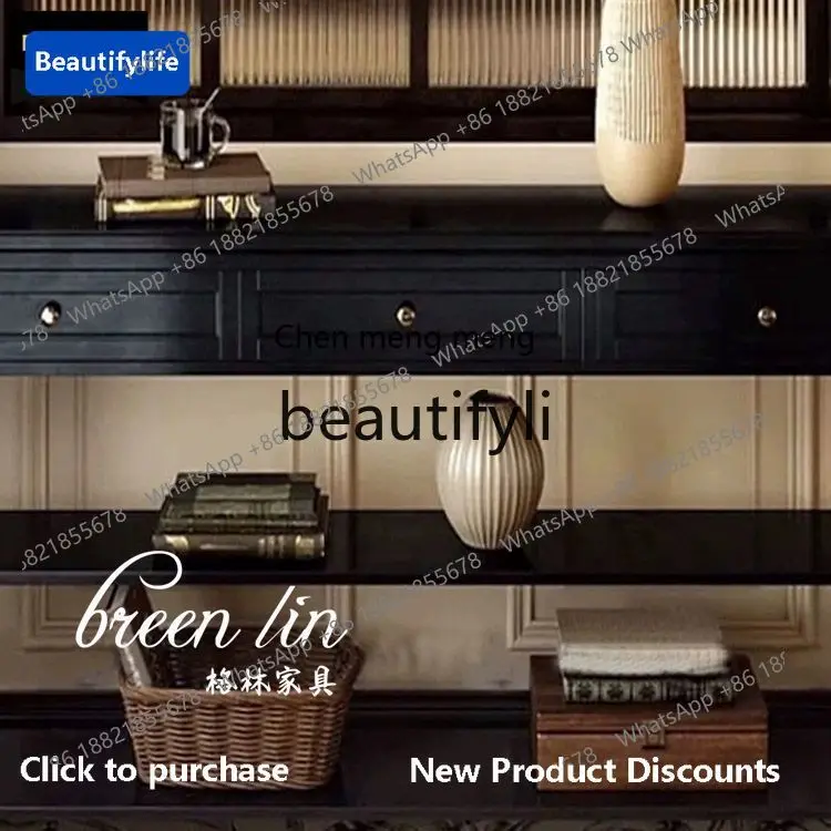 

178CC French solid wood entrance table classical partition locker retro light luxury wall side table