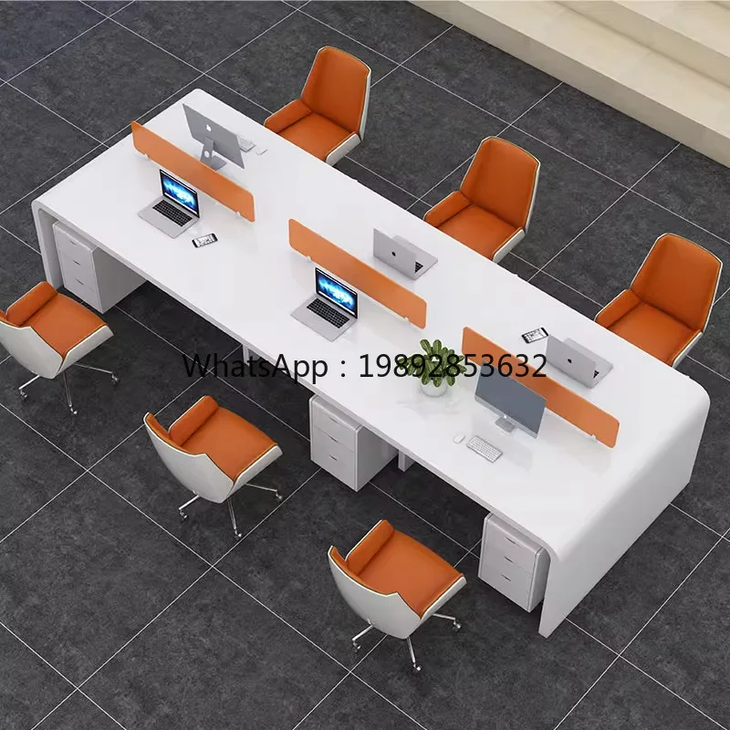 LYY Employee Desk Lacquered Office Desk Simple Modern 2/3/4/6 Screen Work Station Four-Person Staff Chair