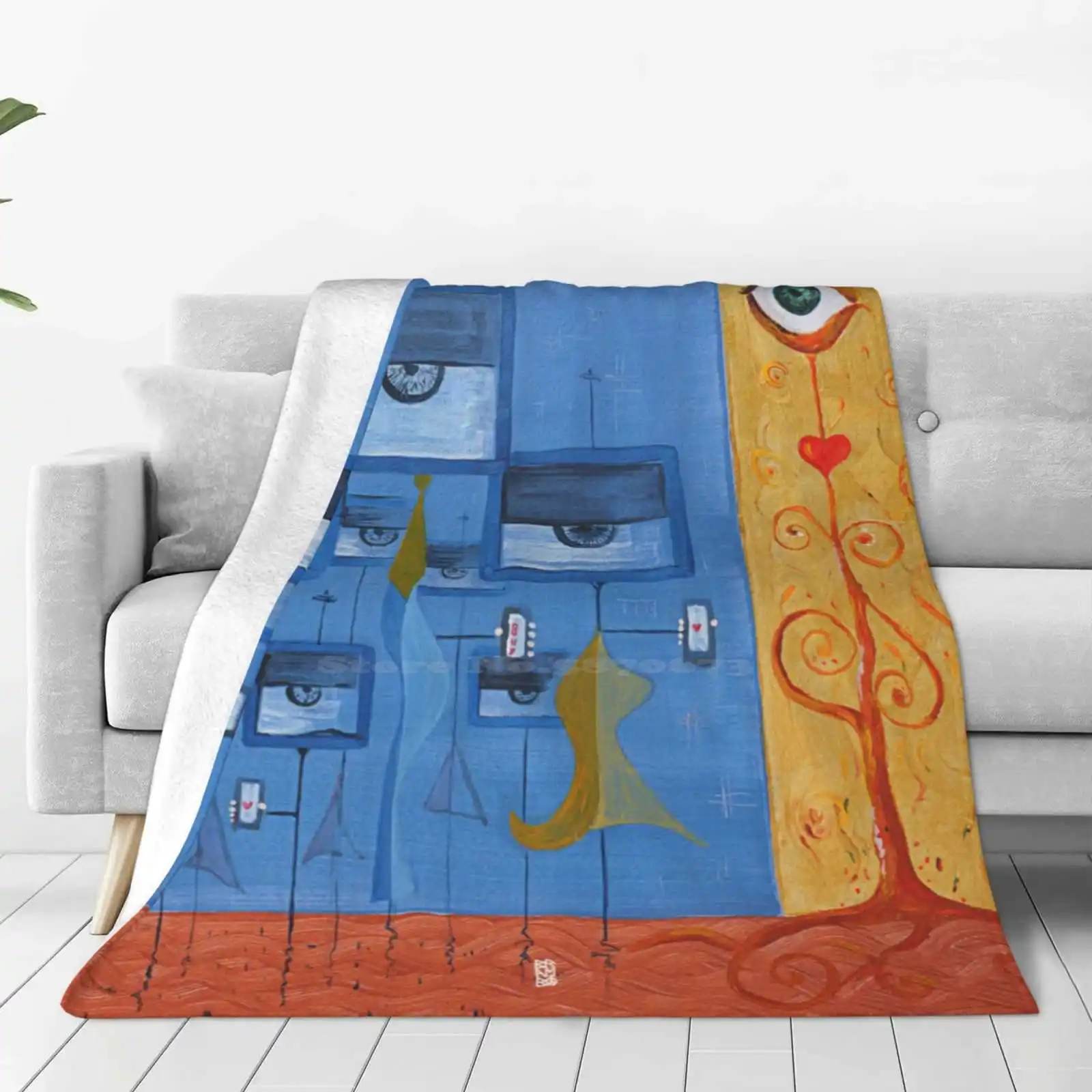 Mainstream Hypnosis Creative Design Light Thin Soft Flannel Blanket Mainstream Hypnosis Tree Rejection Roots Square Rage