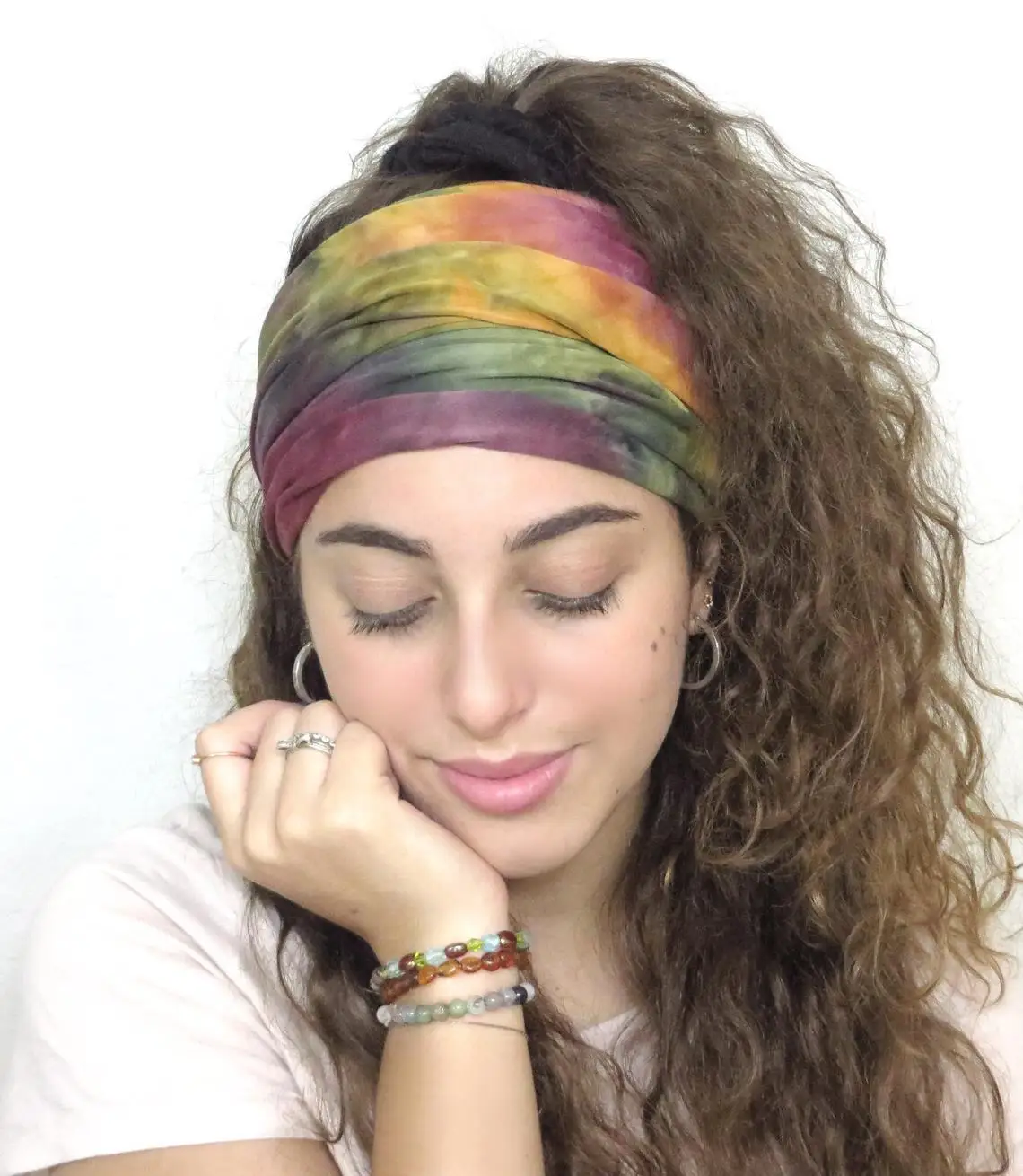 Tie Dye Headbands for Women Wide Headband Yoga Workout Head Wraps Scarf Knotted Hairband Turban Bandana Bandage Hair Accessories