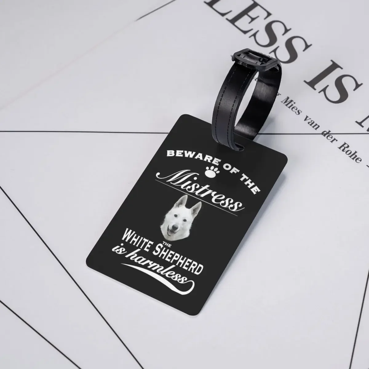 الأبيض الراعي الألماني التي شيرت الأبيض الراعي الألماني الكلب قميص المحملة علامات الأمتعة الأمتعة الصعود علامة التسمية حامل معرف اسم العنوان #5