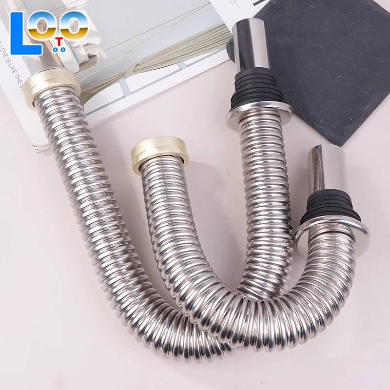 40/60 см кухонная раковина, сифон, слив для мусора, гибкая труба, шланг из нержавеющей стали, выдвижная дренажная трубка для ванной комнаты и дома