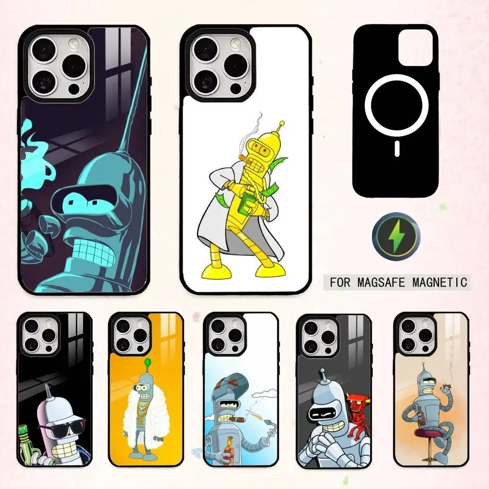 

F-Funny B-Bender Futurama Phone Case For iPhone17,16,15,14,13,12,11 Plus,Pro Max Magnetic For Magsafe Wireless Charging
