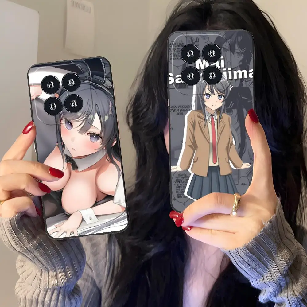 Anime mai sakurajima caso de telefone celular para xiaomi 15 14 13 12 mi 11 t ultra lite pro s x 5g cor capa protetora bonita luxo