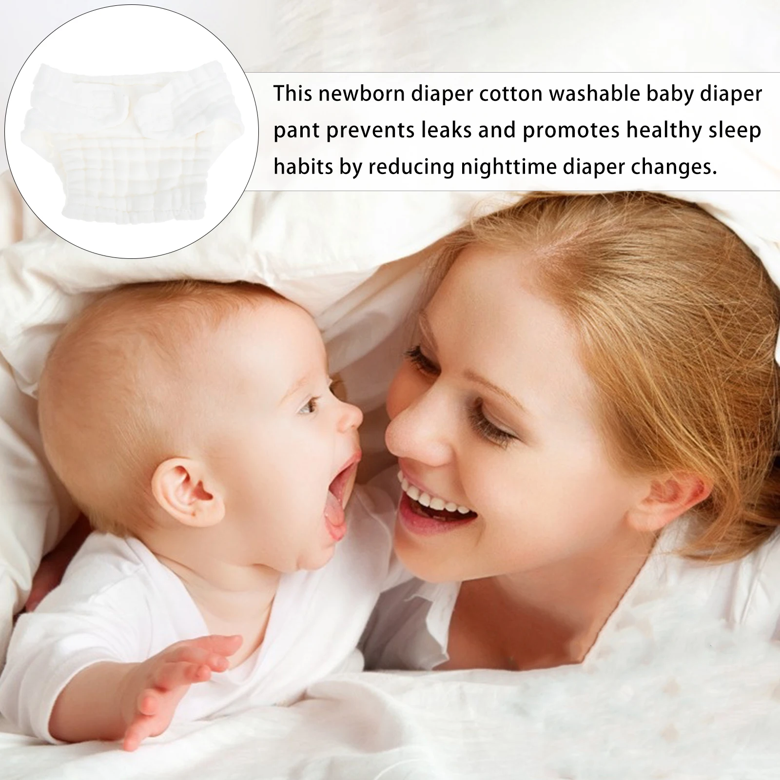 

5 Pcs Washable Diaper Pants Pad Cloth Diapers for Babies Newborn Adjustable White Pure Cotton Nappies