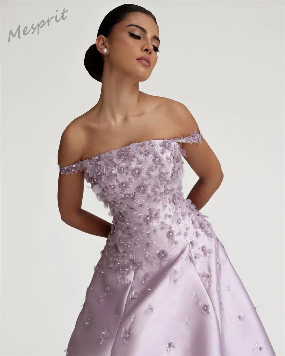 Customized Exquisite Off-the-shoulder A-line Floor Length Dresses Rhinestone Cocktail Dresses Classic Exquisite High