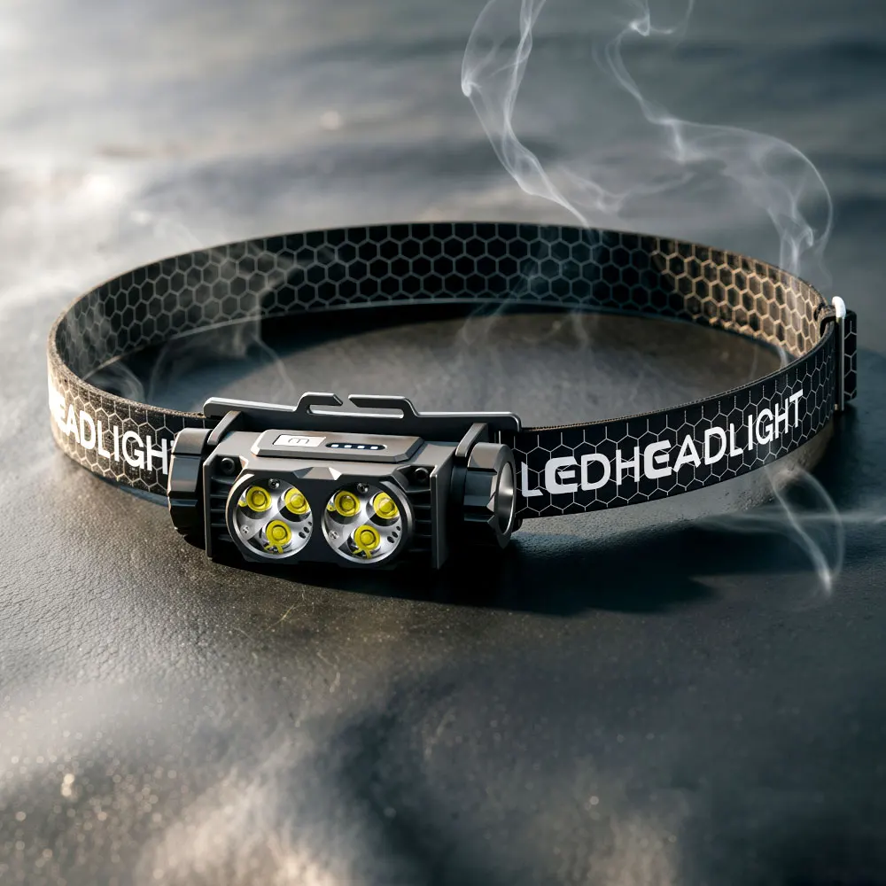 New White 6 LED headlamp Fishing headlight Torch Hunting Type-C USB 3 Modes lamp Camping Headlamp Flash Magnetotail light head