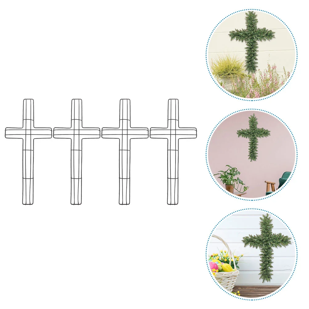 4 Pcs Cross Garland Wire Wreath Frame Rings Decor Plant Stands DIY Flower Garlands Floral Metal Frames Iron Rack