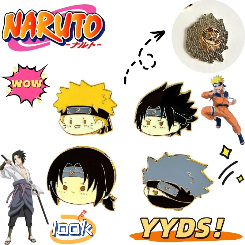 NARUTO Uzumaki Naruto Uchiha Sasuke Secondary Cartoon Brooch Anime Peripheral Creative Cute School Bag Pendant Pin Decoration