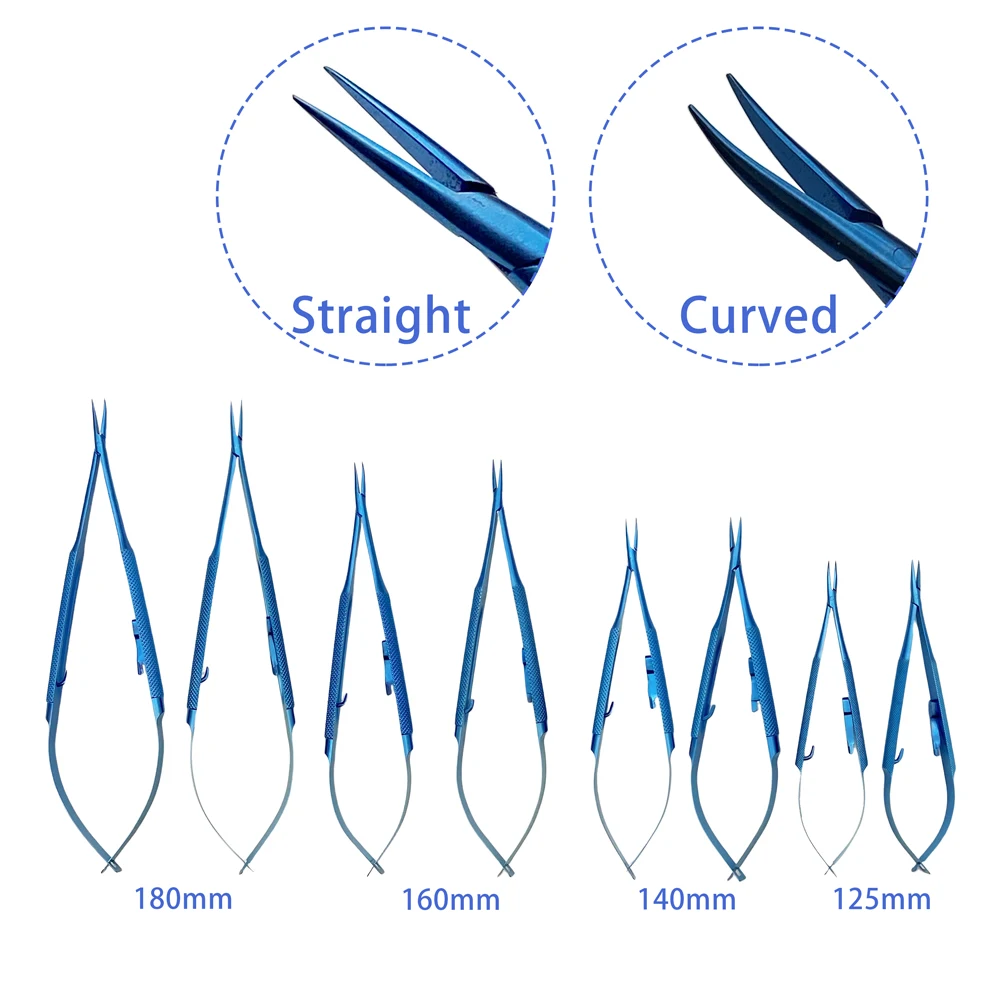 حامل إبرة Castroviejo من التيتانيوم مع قفل 12.5 سنتيمتر-18 سنتيمتر منحني/مستقيم طبيب الأسنان إبرة العيون الملقط أدوات الجفن #2