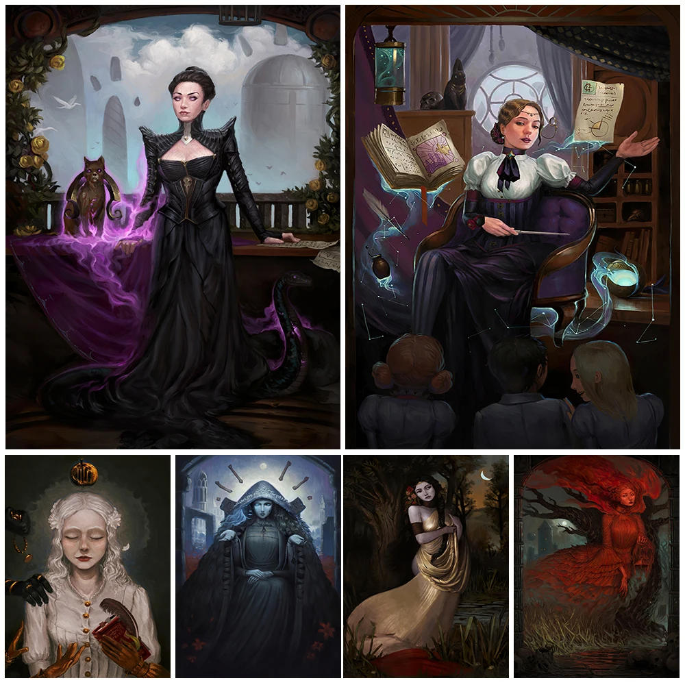 

Black Magic Class And Witches Wall Art Canvas Painting Spectre Vintage Art Poster And Prints Wicca Element Home Decoration