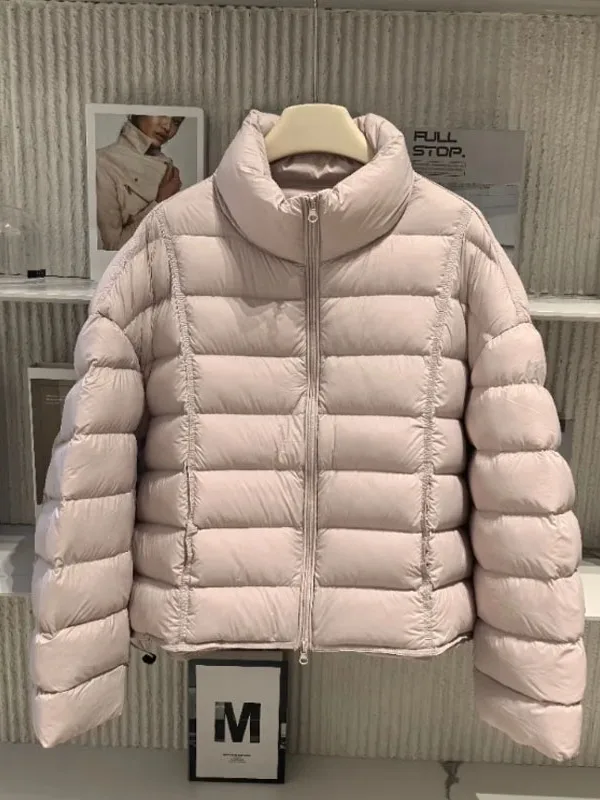 

Warm Short Cotton Jacket 2025 Winter Commute Style Stand Collar Light Weight Female Coat Korean Version Thickened Long Sleeve