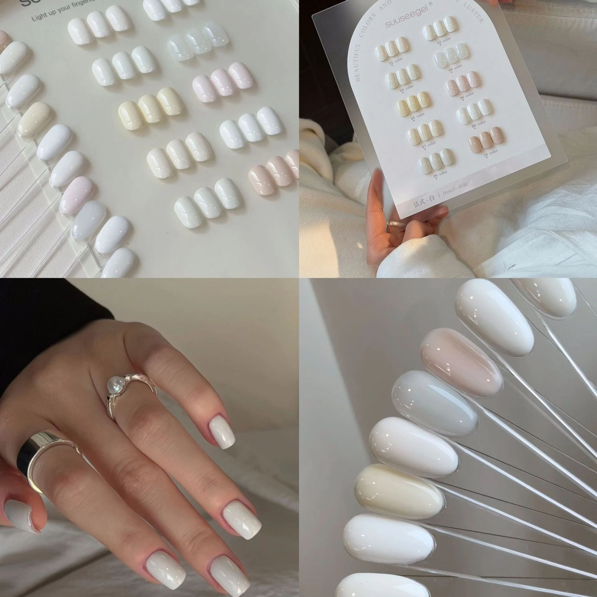 

10pcs/kit 15ml French-White Collection Lovely White Nails HEMA FREE TPO FREE Soak Off UV LED Semi Permanent Set Gel Varnishes