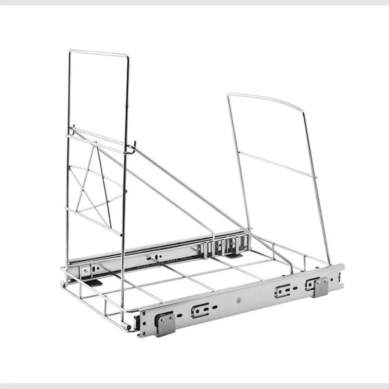 

Slide rail cabinet pull down trash can rack under sink adjustable out