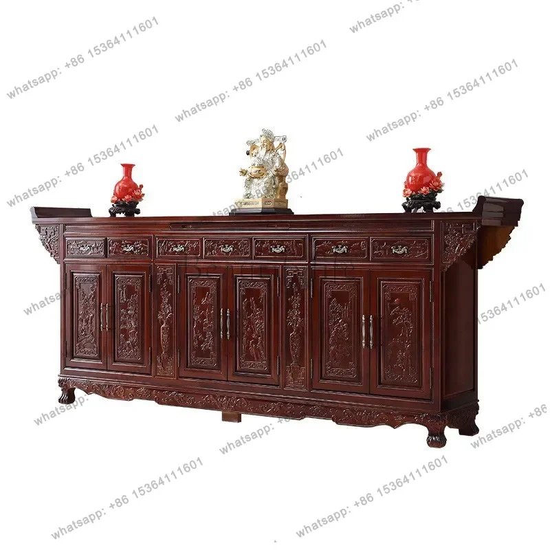 FG Solid Wood Altar Table Living Room Elevated TV Cabinet Buddha Table Carved Hall Eight Immortals Table