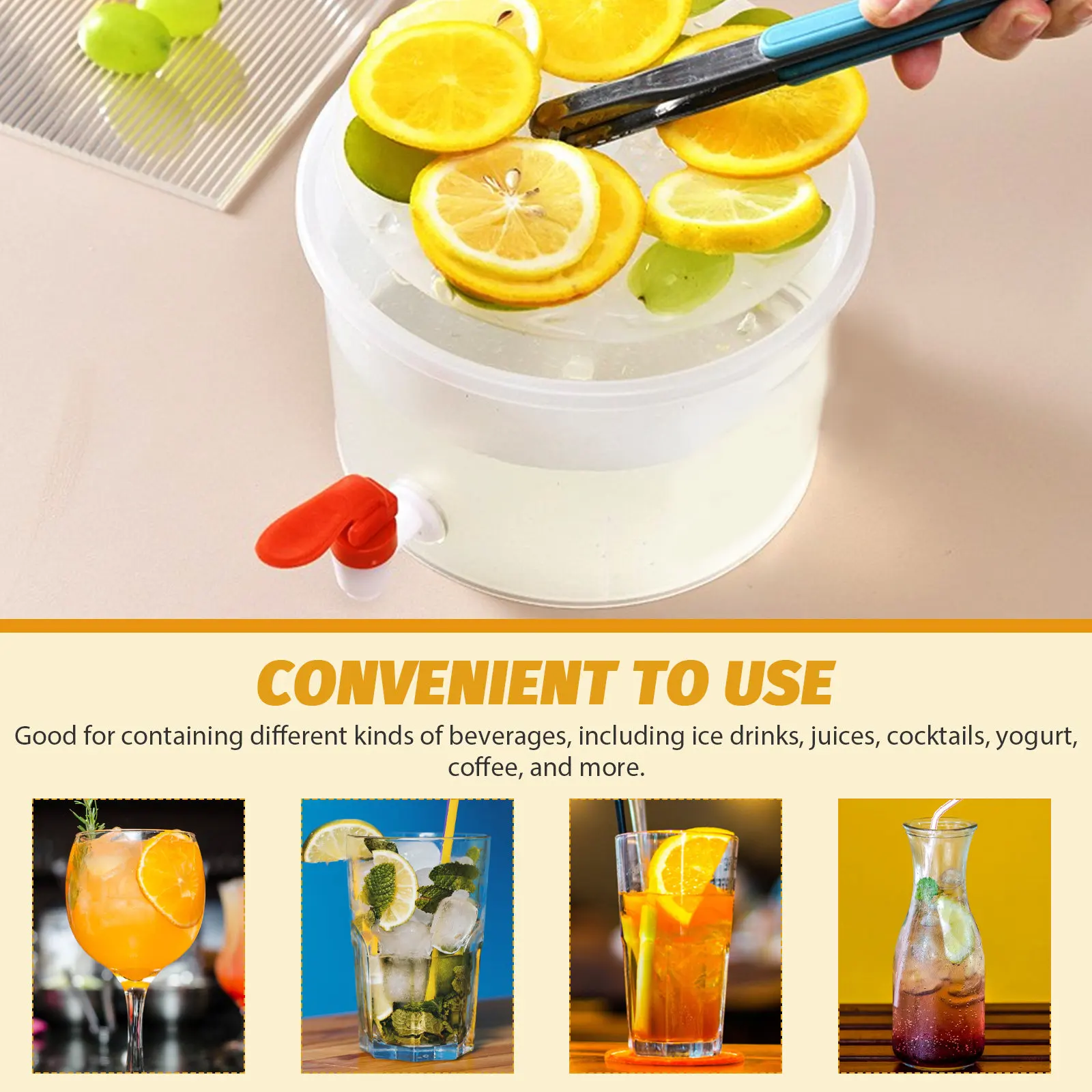 

Large Capacity Cold Water Jug Anti-Blocking Faucet Drink Dispenser for Fridge Beverage Serving Container Drink Dispenser