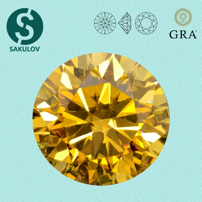 

Vivi Yellow Color Moissanite Lab Diamonds VVS1 0.5-5.0ct Certified Loose Moissanita Gemstones Pass Tester with GRA Report