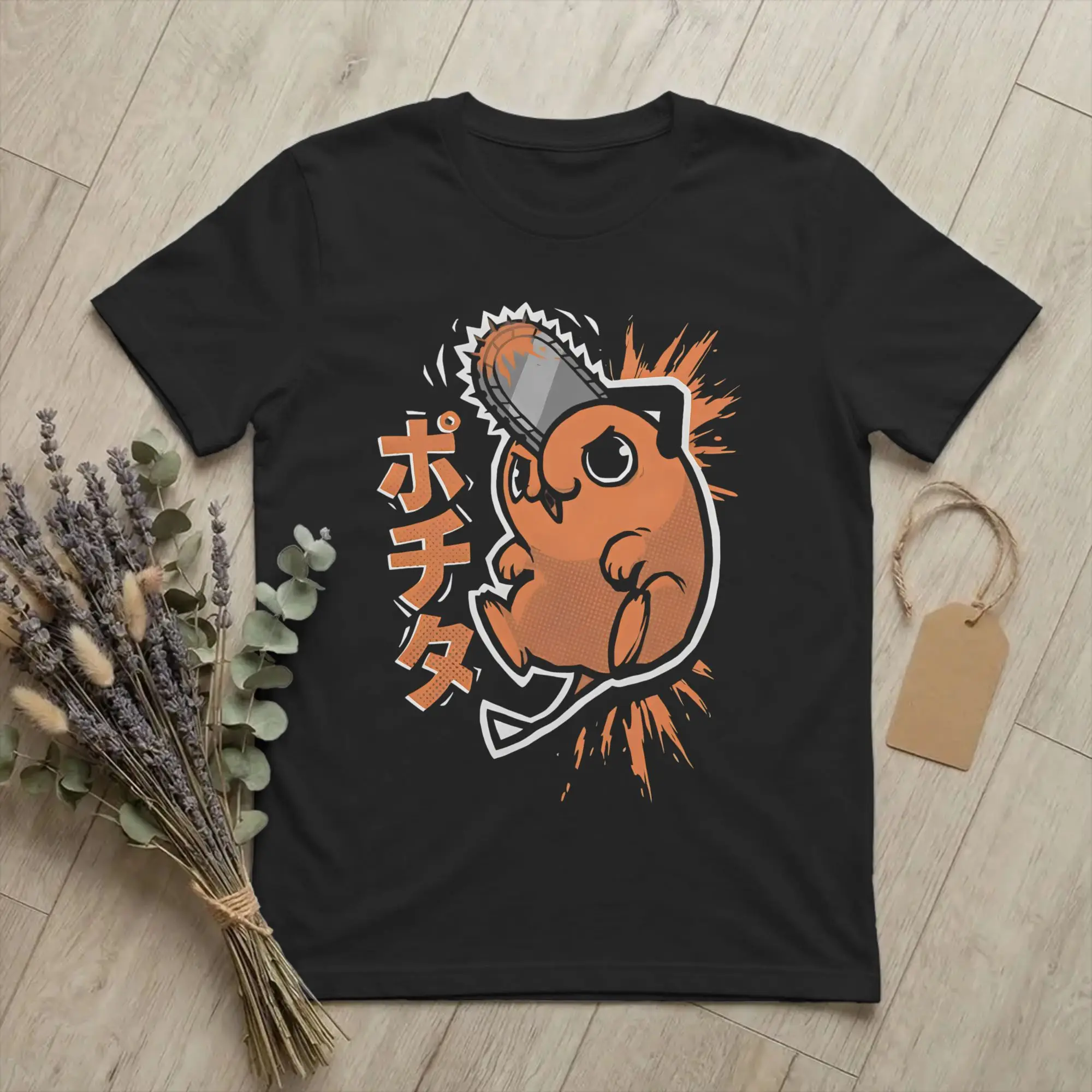 Vintage Chainsaws Man Pochita T Shirt Men's Cotton Short Sleeve Anime Cartoon Round Neck Summer TopsTops