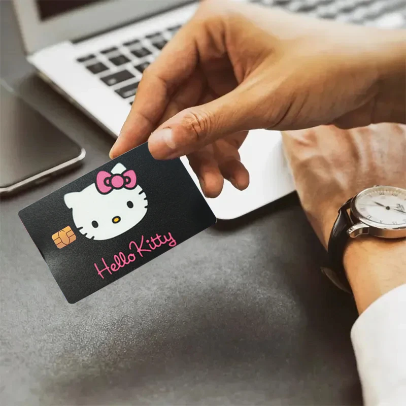 Hello Kitty Kuromi Cute Credit Card Skin Stickers for VISA Bank Card Bus Metro Card Film Cover Naklejka Naklejka Akcesoria dla kobiet