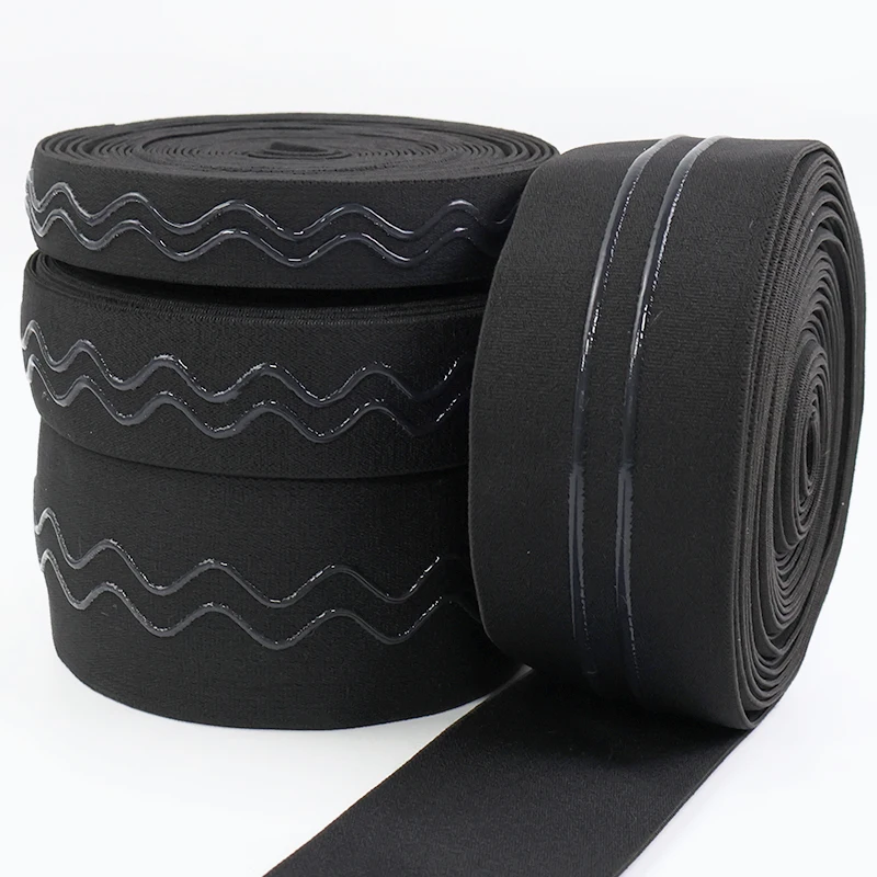 

5/10/20M 20-30mm Silicone Elastic Band Black Anti Slip Stretch Bands Bra Strap Sportswear Non-Slip Rubber Belt Sewing Accessory