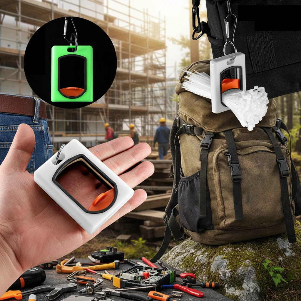 

Square Fluorescent Cable Tie Organizer Storage Cable Tie Holder Portable Cable Tie Storage Tool Electrical Wire Tie Organizer