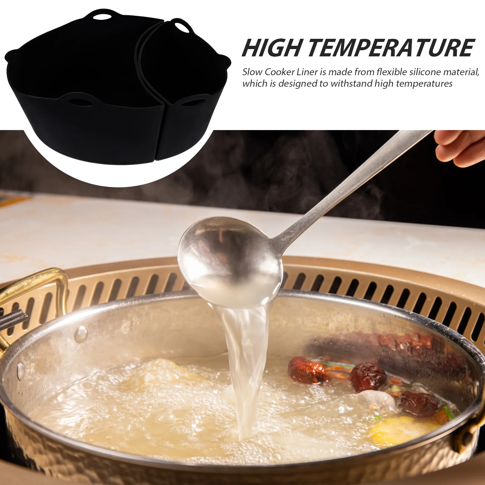 Slow Cooker Liner Easy Cleaning Divider Kitchen Pot Detachable High Temperature Resistant Multi-function Silica Gel Silicone