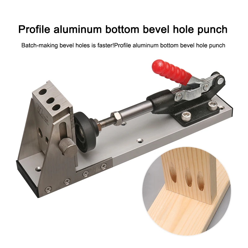 

New Profile Aluminum Bottom Woodworking Hole Punch oblique hole DIY locator bottom bevel hole positioning punching Machine