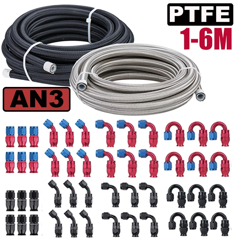 

Универсальный 1 ~ 6 м AN3 3AN нейлоновый тормозной шланг из нержавеющей стали с оплеткой из ПТФЭ E85 трубка для охлаждения топливного масла
