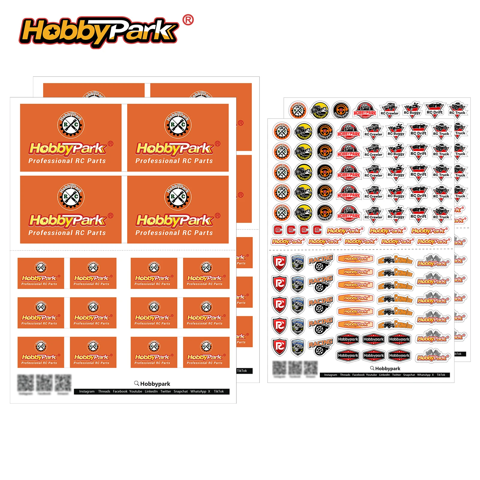 HobbyPark Upgrade Pre-Cut Sponsor Decals Stickers Sheets & Flag Die Cut for TRX4M SCX24 1/16 1/18 1/24 RC Crawler Cars Trucks