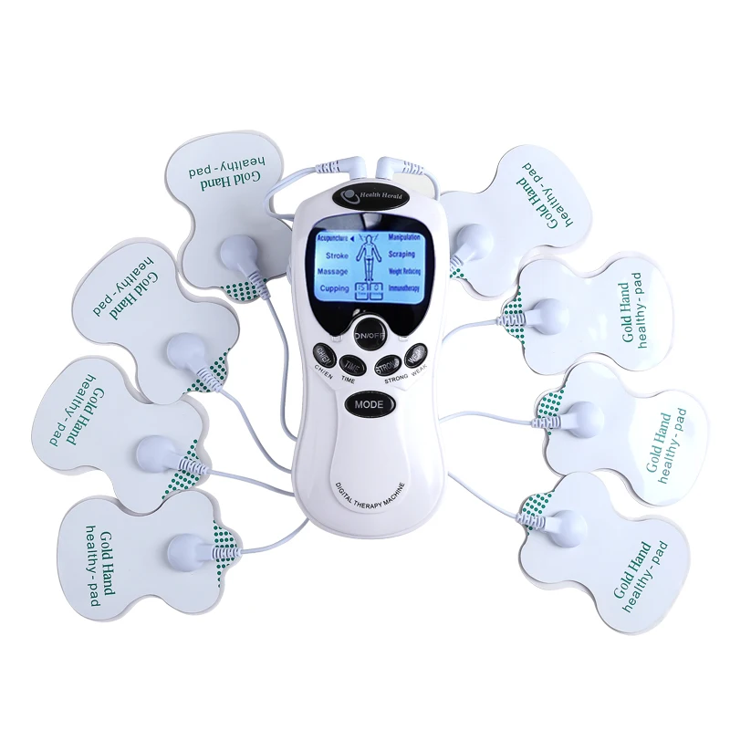 Dual Output 8 Electrode Tens Acupuncture Electric Therapy Muscle Stimulator Machine Body Slimming Sculptor Massager Apparatus