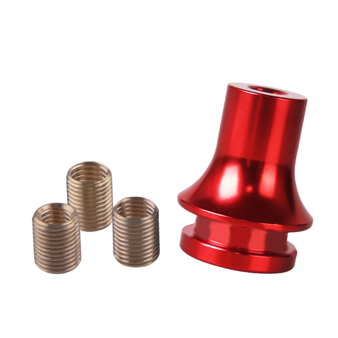 

M12x1.25 Universal Auto Thread Manual Gear Shift Knob Boot Retainer with 3 Adapters Red Aluminum Alloy