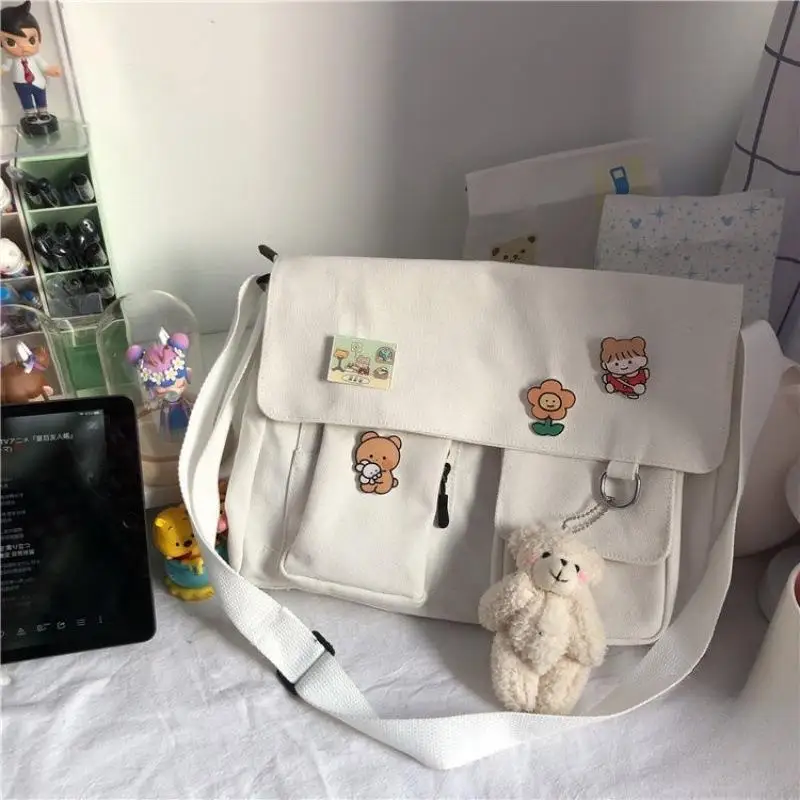 

Cute Japanese Design Large Capaci Canvas oulder Bag for Women Student Crossbody Bag Korean Sle Fem Purse Handbag