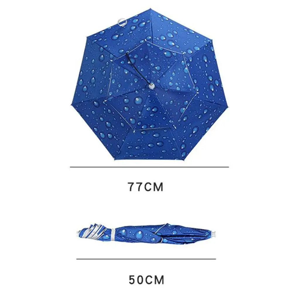 Outdoor Fishing Umbrella Portable Folding Double-layer Windproof UV-proof Head-mounted Sunshade Hat Camping Shade Umbrella Hat