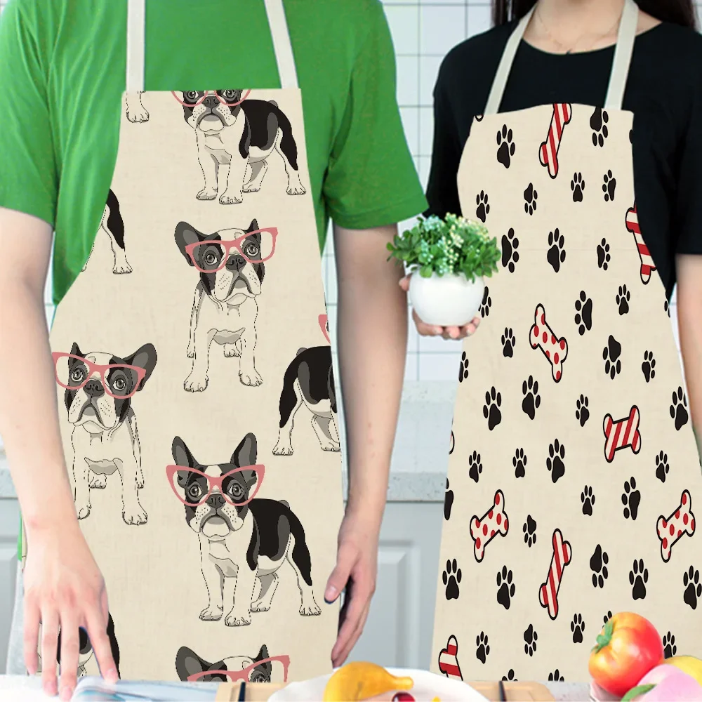 Dieren Hond Schort Cartoon Schorten Voor Vrouwen Keuken Gereedschap Koken Accessoires Creatieve Katoenen En Linnen Schort Huishoudelijke Artikelen