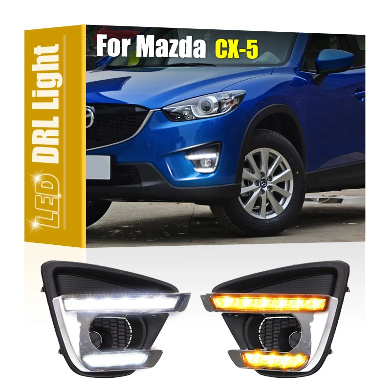 

Car Modified LED DRL Daytime Running Light With Yellow Turning Signal Fog Lights For Mazda CX-5 CX5 2012-2016