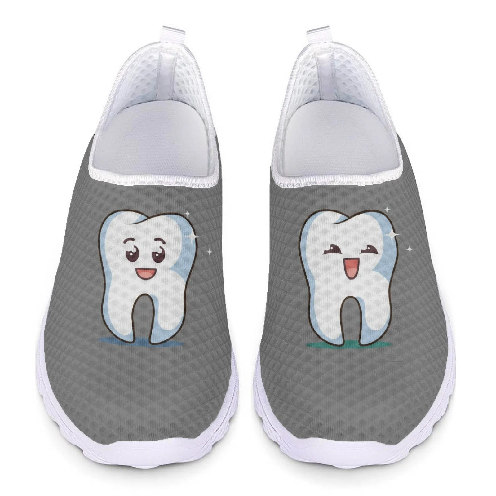 INSTANTARTS Lovely Cartoon Tooth Pattern scarpe basse da donna Mesh traspirante Slip on Sneaker per mocassini da spiaggia estivi Laides