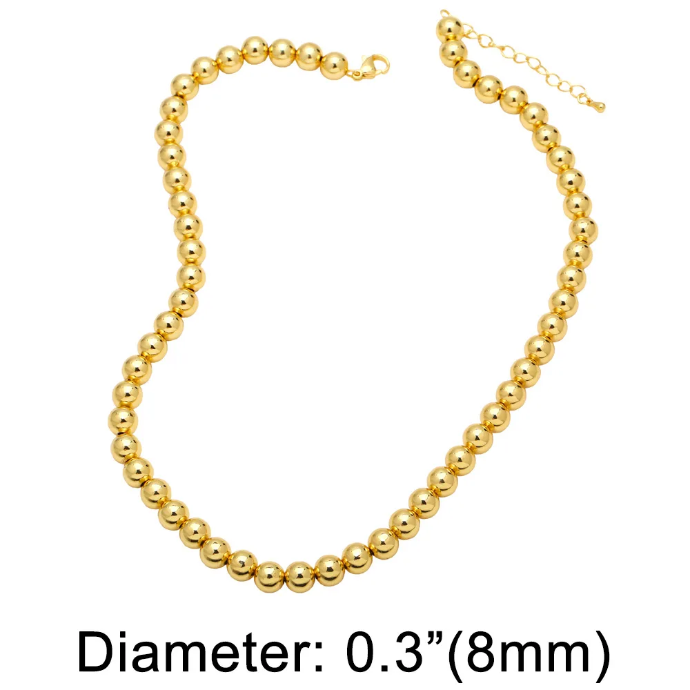 WT-BFN054 Gold Beads Necklace Chain Personality Clavicle Chain Ins Minority Design Sense Necklace Woman Ball Necklace