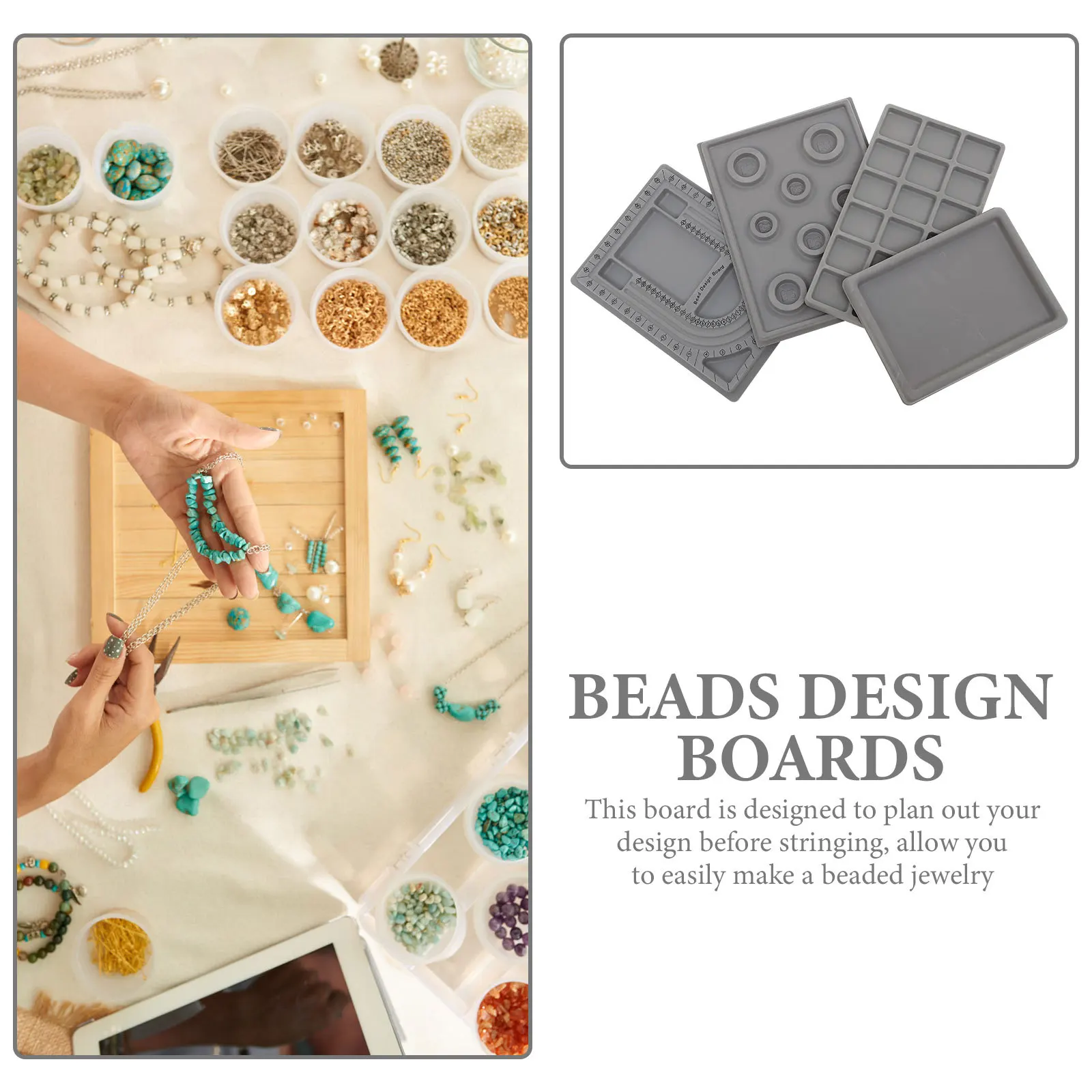 4Pcs Beads Design Trays Jewelry Making Storage Box Durable Smooth Surface Beading Accessories Beads Design Boards