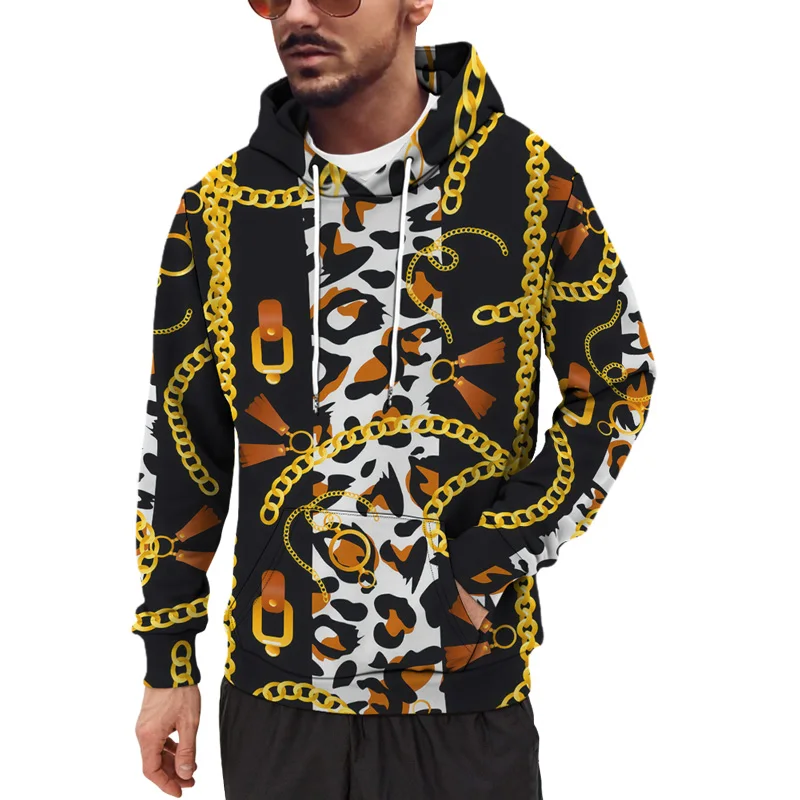 Zebra Snake Leopard Tiger Deer Pattern Chain Print Men Hoodies Vintage Luxury Style Unisex Sweatshirt Hoody Clothes Pullover 6XL