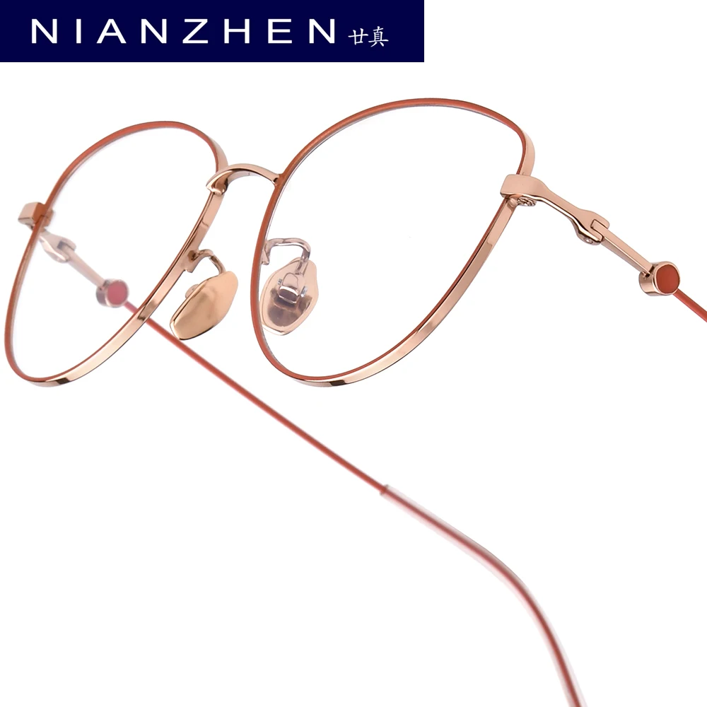 

NIANZHEN Pure Titanium Eyeglasses Frame Men 2025 New Cat Eye Brand Design Glasses Ultralight-Weight Retro Eyewear Spectacles 101