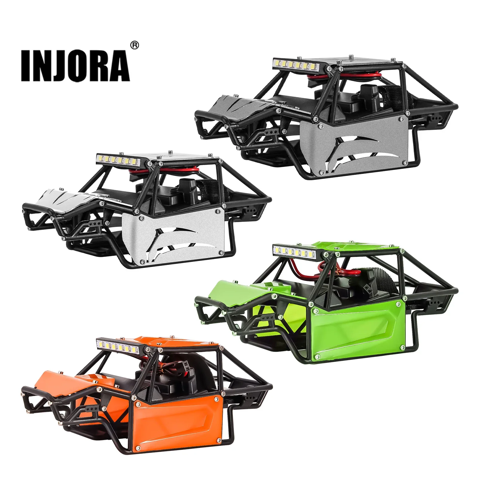 INJORA Nylon Rock Buggy Body Shell Chassis Kit for 1/24 RC Crawler Car Axial SCX24 C10 JEEP JLU Bronco Base Camp Upgrade Parts