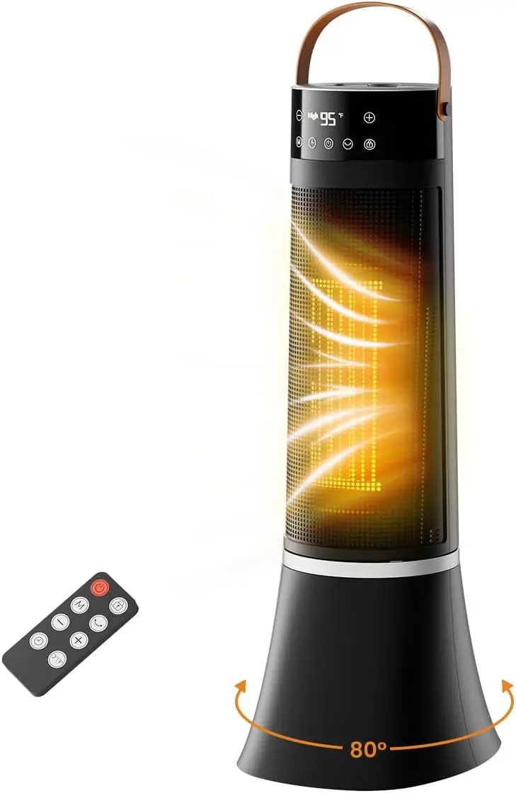 

24' 1500W Electric Heater with Remote, 75° Oscillation, 1-12H Timer for Large Rooms, Bedroom, Home Office